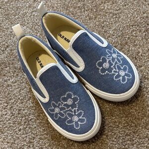 Old Navy Kids Denim Blue Floral Sneakers